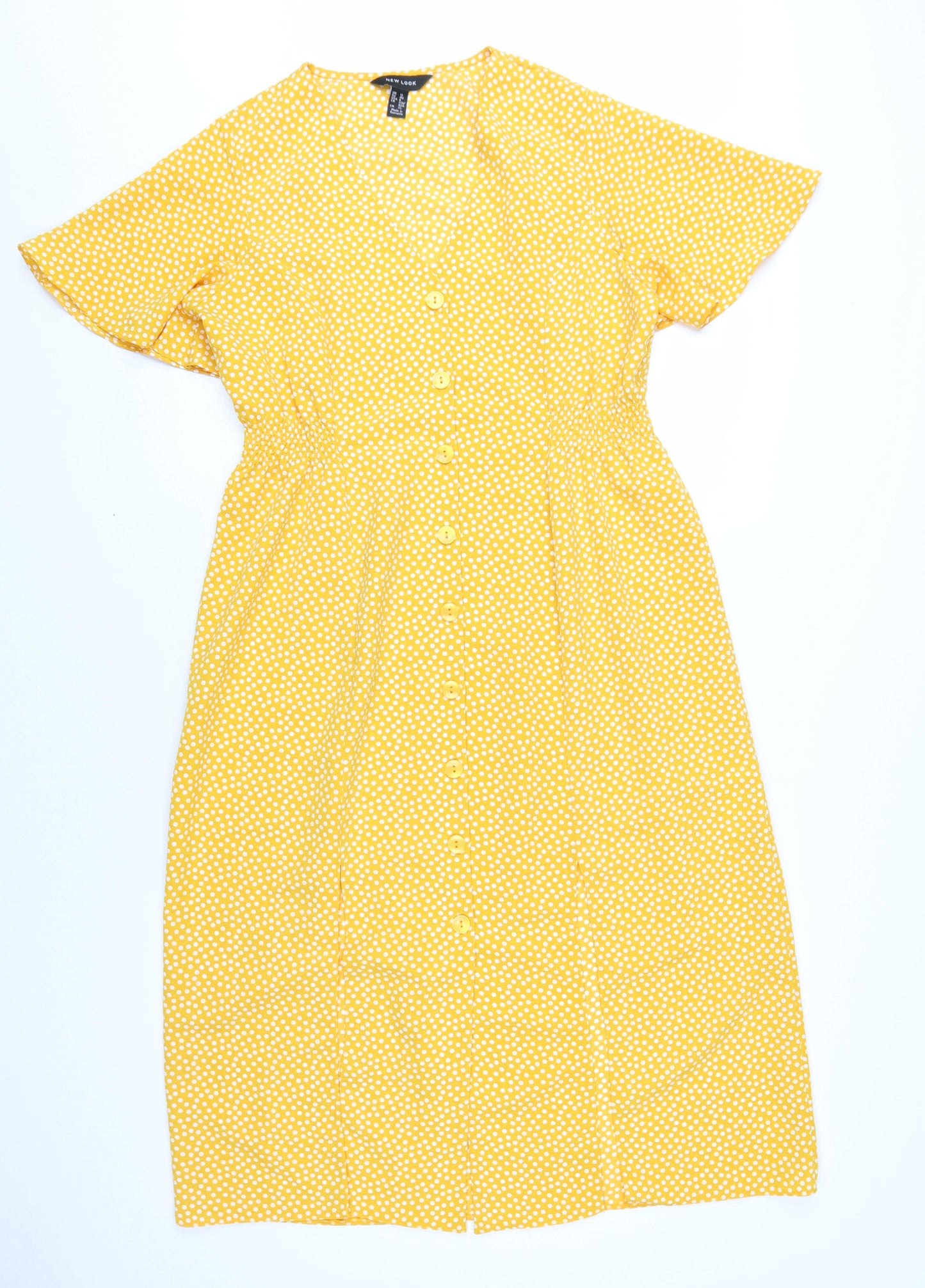 New Look Women's Yellow Polka Dot Dress Size 12