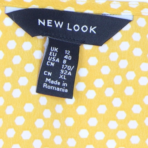 New Look Women's Yellow Polka Dot Dress Size 12