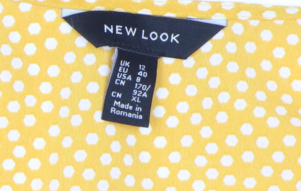 New Look Women's Yellow Polka Dot Dress Size 12