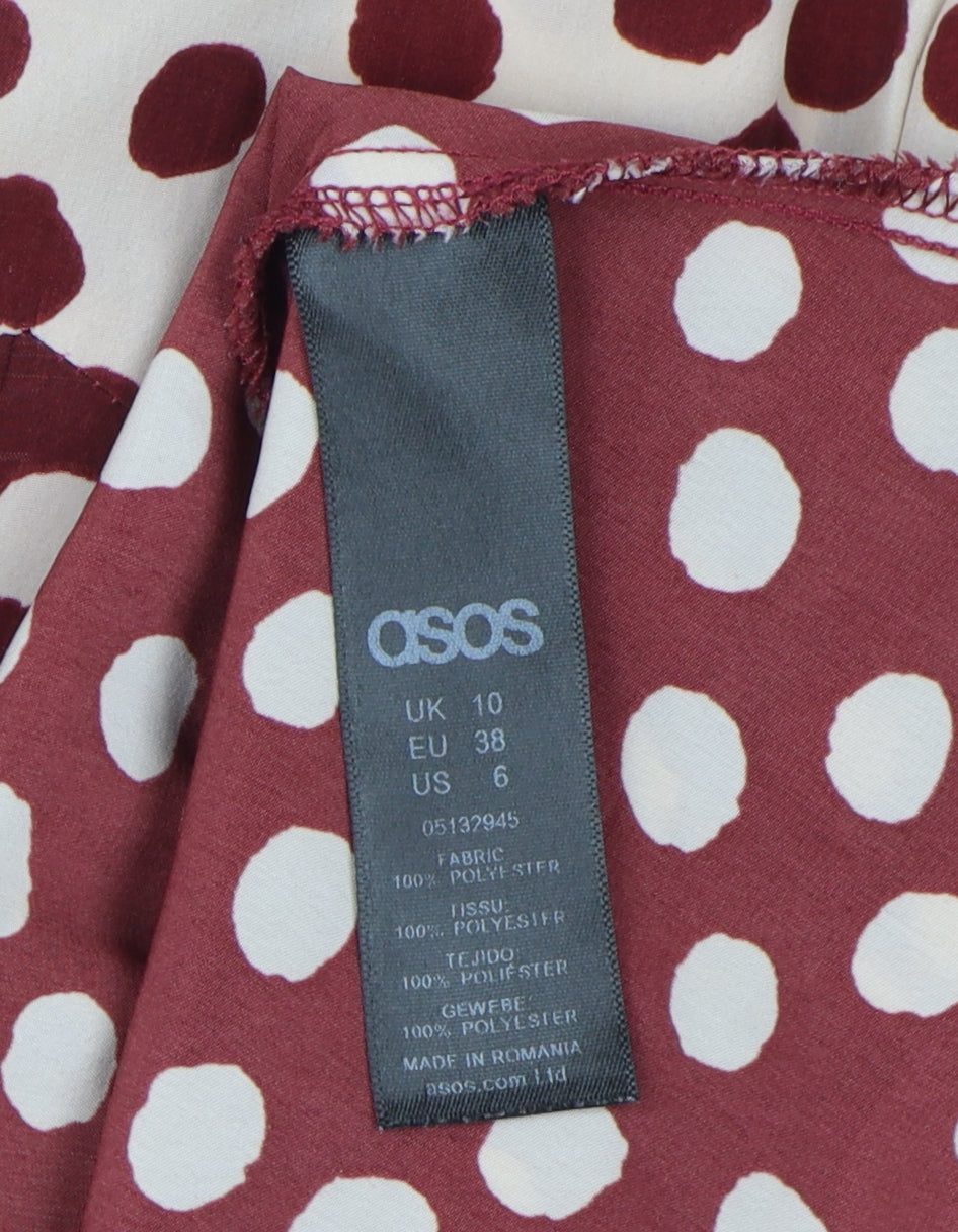 Asos Women’s Polka Dot A-Line Dress, Size 10, Multicoloured
