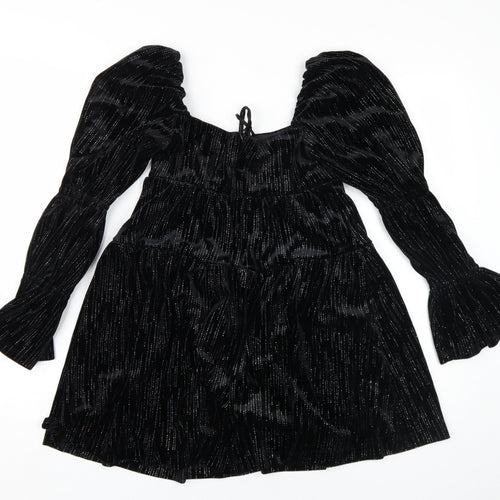 Forever New Petite Black Velvet Fit & Flare Dress
