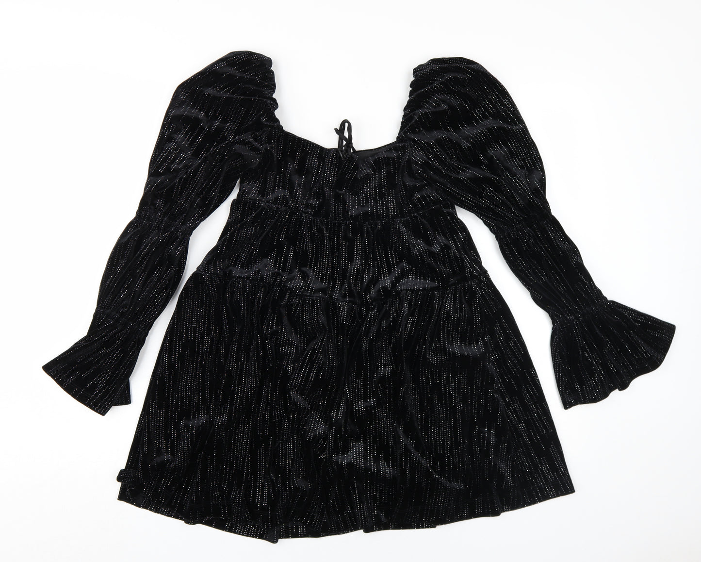 Forever New Petite Black Velvet Fit & Flare Dress