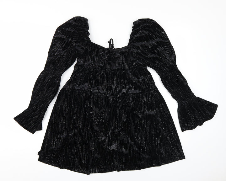 Forever New Petite Black Velvet Fit & Flare Dress