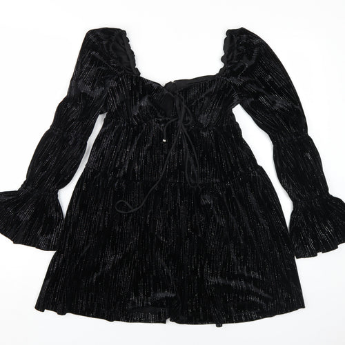 Forever New Petite Black Velvet Fit & Flare Dress