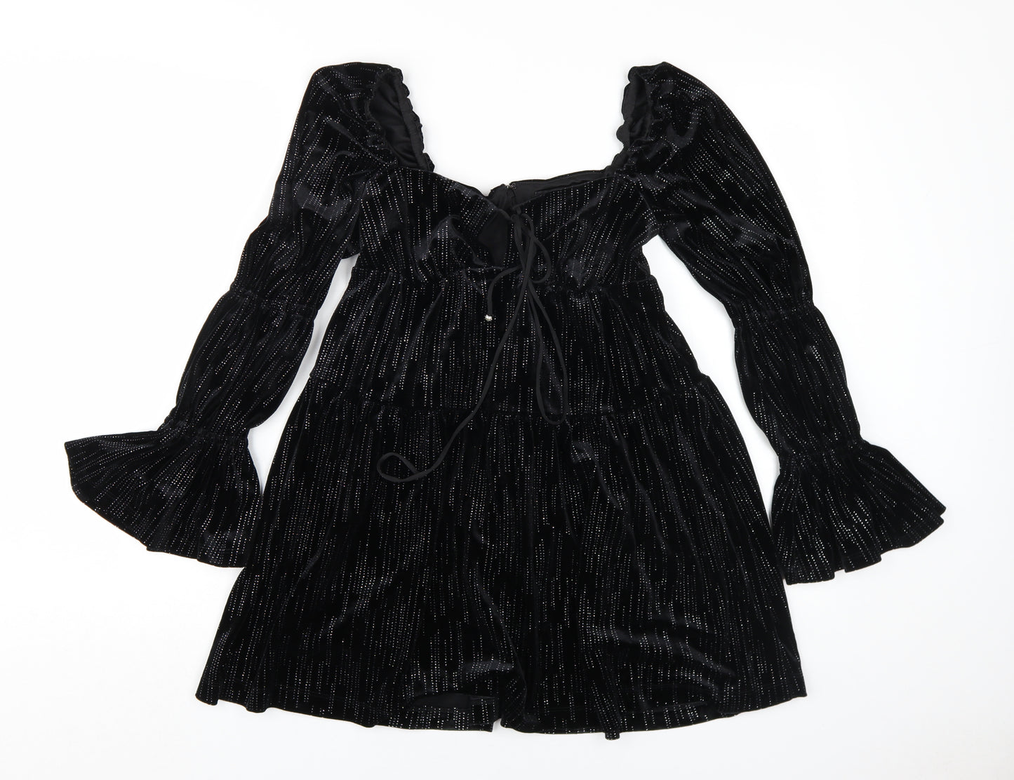 Forever New Petite Black Velvet Fit & Flare Dress