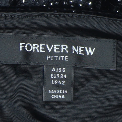 Forever New Petite Black Velvet Fit & Flare Dress