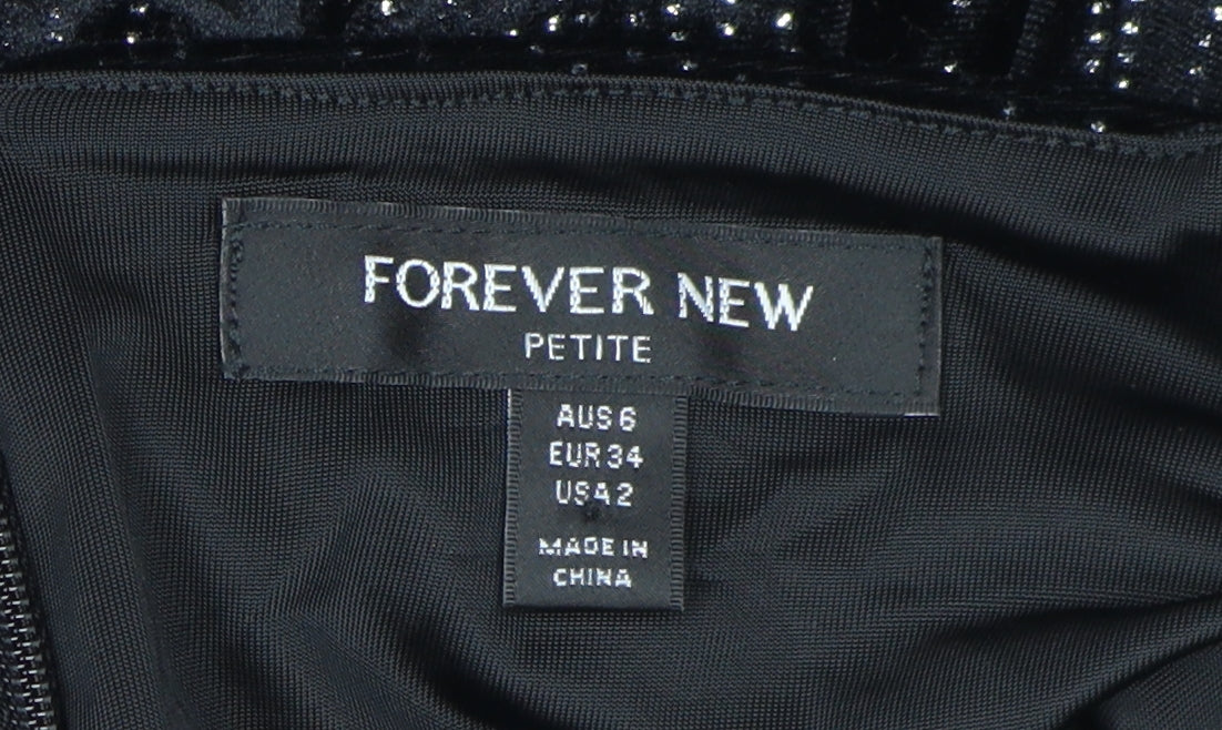 Forever New Petite Black Velvet Fit & Flare Dress
