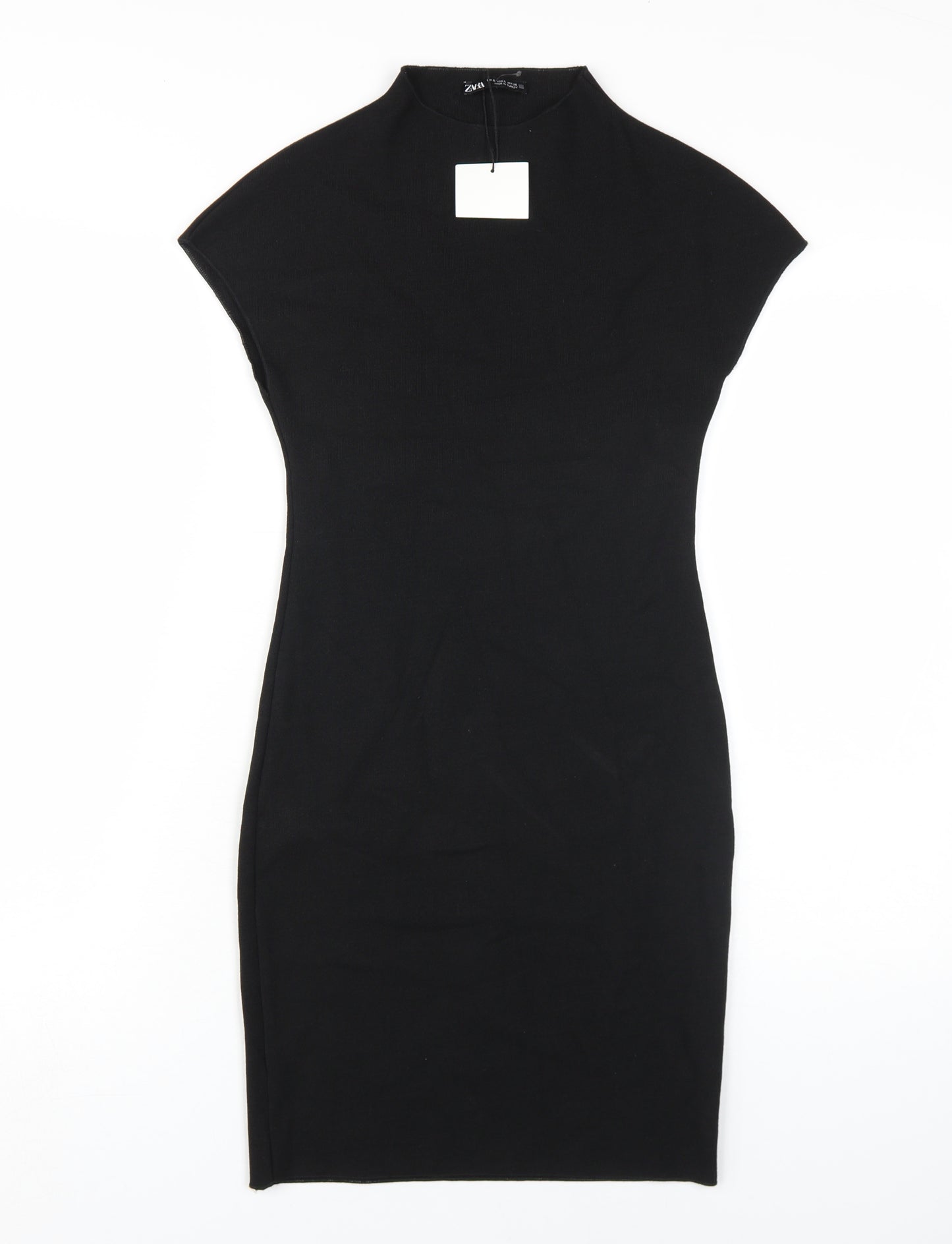 Zara Women's Black Bodycon Dress, Size S, Stylish Look