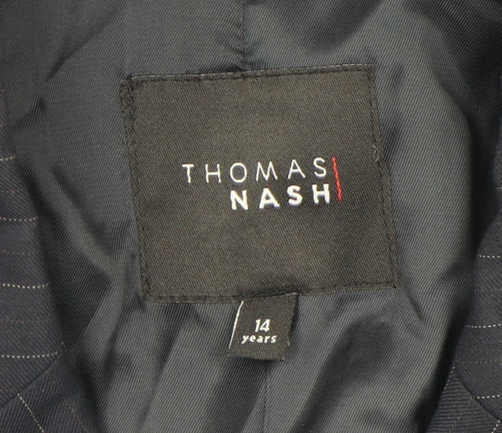 Thomas Nash Boys Black Pinstripe Suit Jacket 14 Years