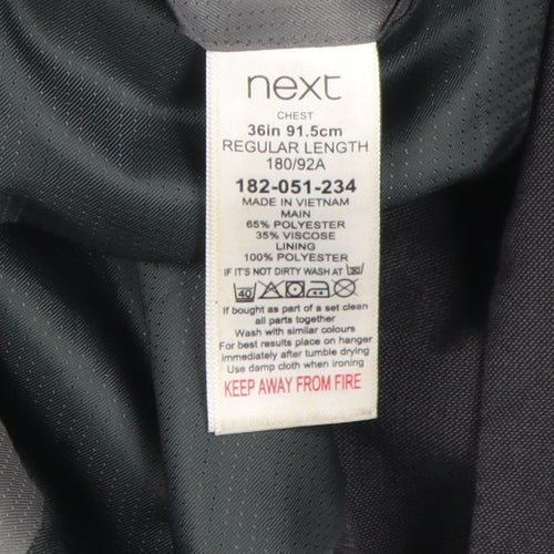 Next Men's Black Blazer, 36R Regular Fit, Classic Style