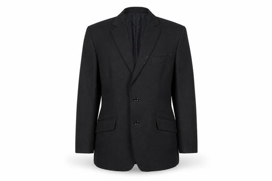 Front view of Perry women’s black blazer, size UK 12, classic two-button