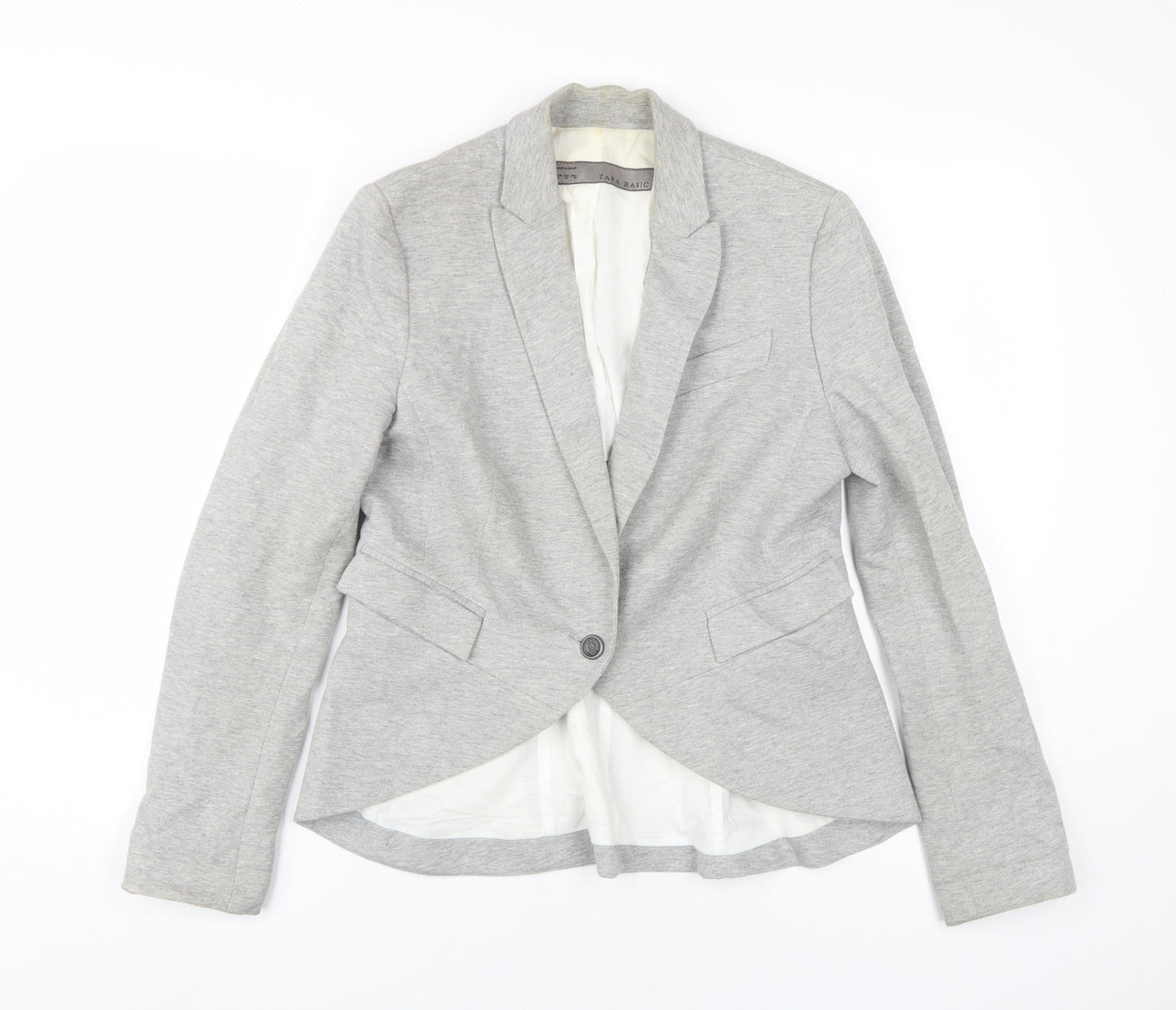 Zara Basic Women's Grey Blazer, Size 16, Regular Fit