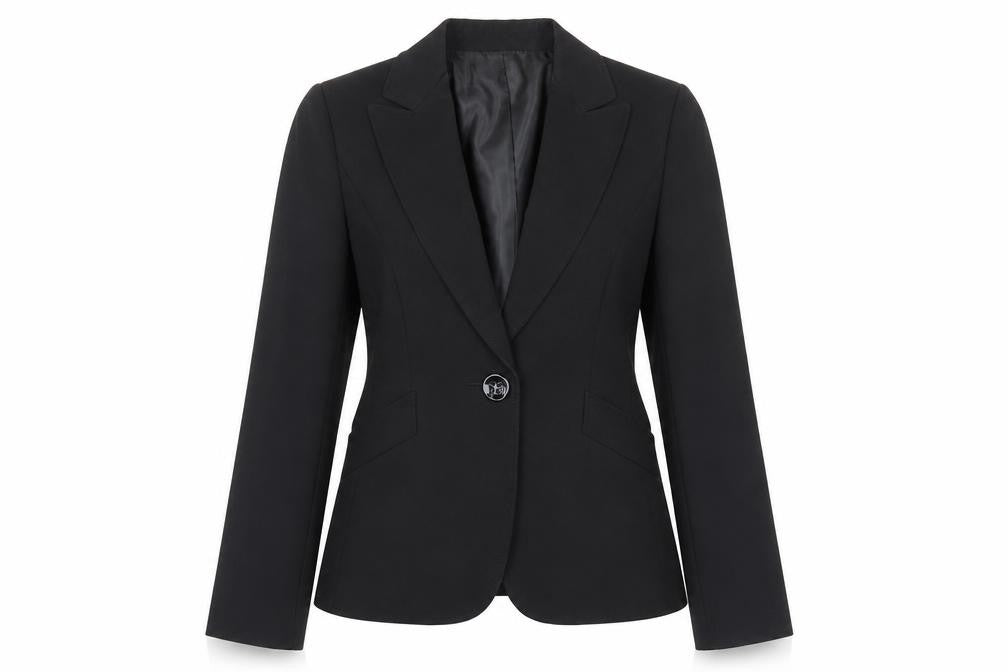 Front view of Tahari Women's Black Blazer, size 10, Classic Business Jacket