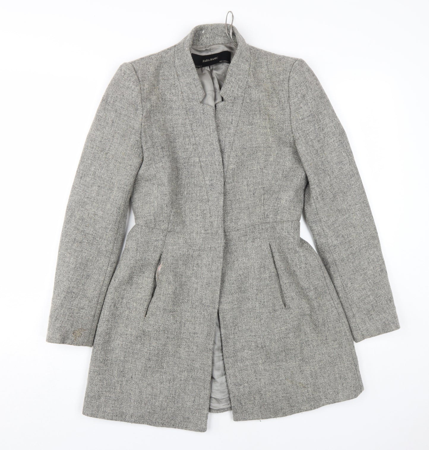 Zara Women's Grey Mid-Length Wool Coat Size 6