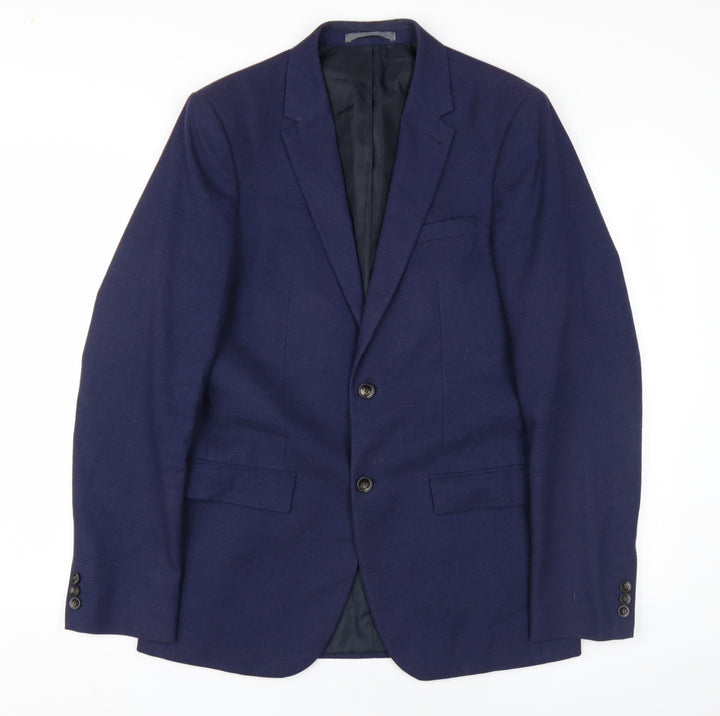 Marks and Spencer Men's Blue Long Blazer, 38L, Classic Style