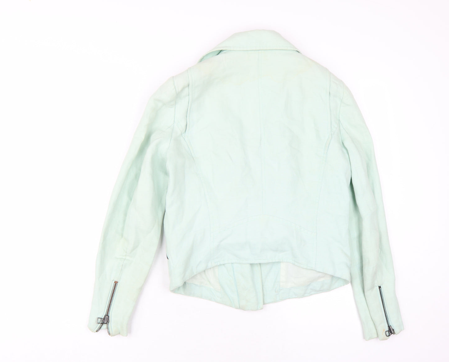 Zara Women's Green Biker Jacket, Size 14, Studded