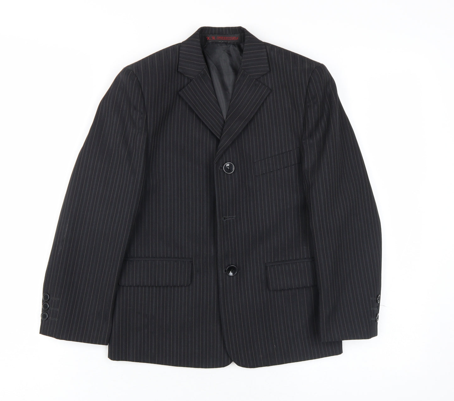 K.R. Collection Boys Black Pinstripe Suit, 8 Years, Formal Trouser Set