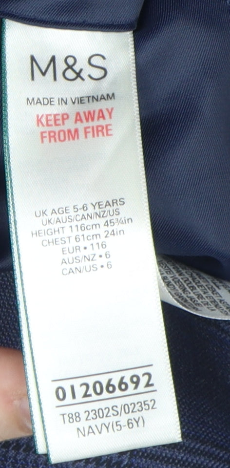 Marks and Spencer Boys Blue Suit Jacket 5-6 Years Formal