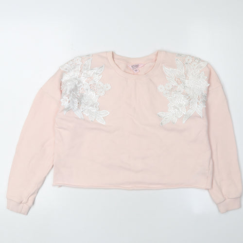 Miss Selfridge Girls Pink Floral Pullover Sweatshirt M