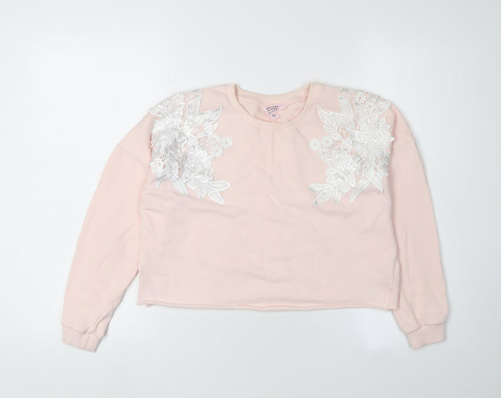 Miss Selfridge Girls Pink Floral Pullover Sweatshirt M