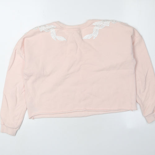 Miss Selfridge Girls Pink Floral Pullover Sweatshirt M