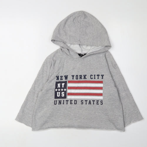 New Look Girls Grey New York City Hoodie 12-13 Years Pullover Casual