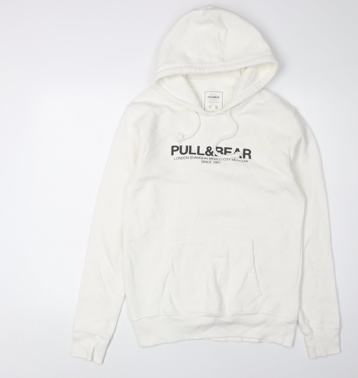 Pull & Bear Women's White Pullover Hoodie, Size S