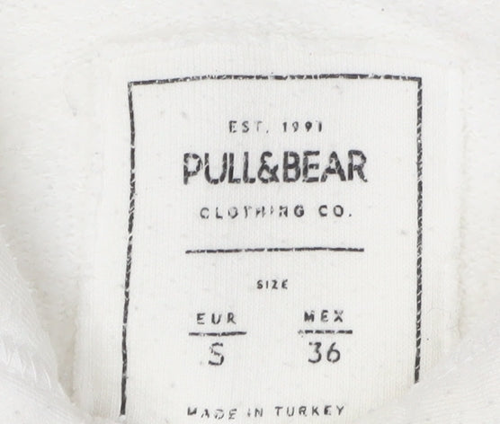 Pull & Bear Women's White Pullover Hoodie, Size S