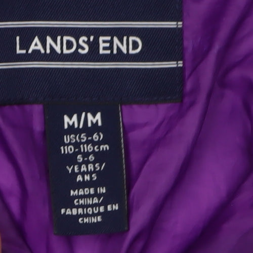 Lands' End Girls Purple Puffer Jacket, Size 5-6, Winter