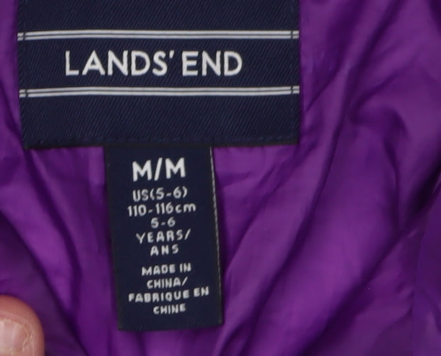 Lands' End Girls Purple Puffer Jacket, Size 5-6, Winter