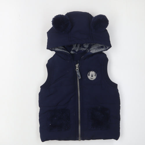 Disney Unisex Puffer Jacket - Blue, 9-12M, Hooded Zipped
