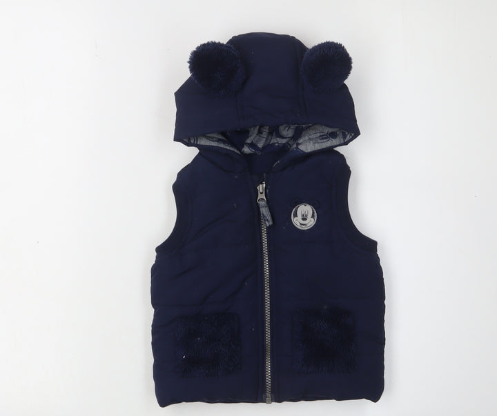 Disney Unisex Puffer Jacket - Blue, 9-12M, Hooded Zipped