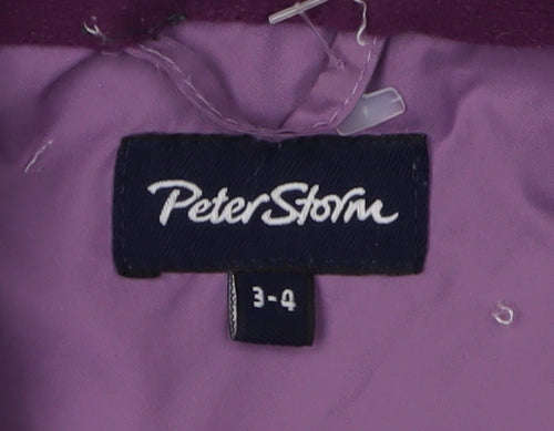 Peter Storm Girls Purple Rain Coat 3-4 Years Hooded
