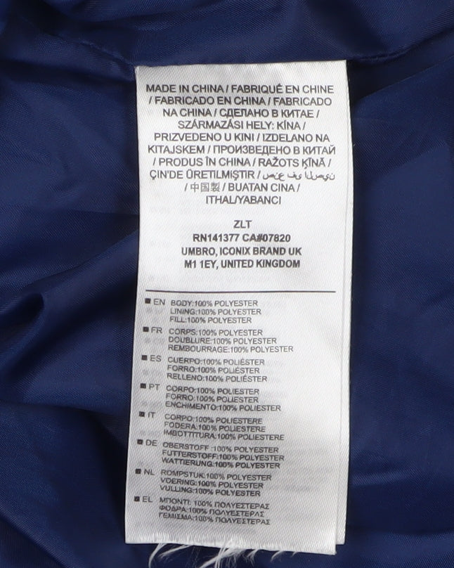 Umbro Men's Blue Puffer Jacket S, Hooded Lightweight