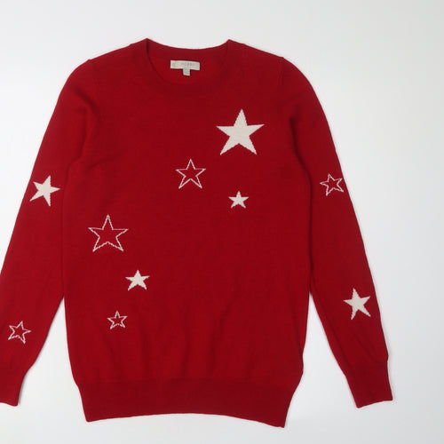 Hobbs Women's Red Star Pattern Pullover Jumper S