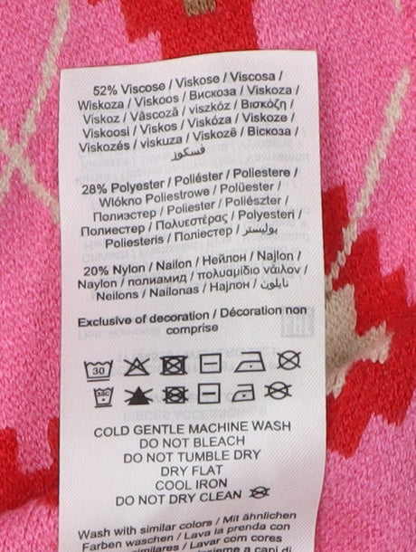 Pieces Women's Pink Argyle Vest Jumper, M