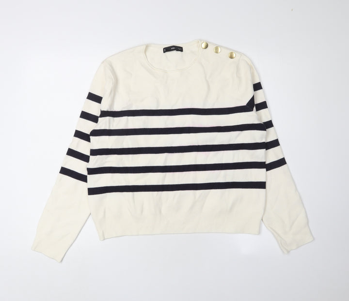 MNG Women's Ivory Striped Pullover Jumper M
