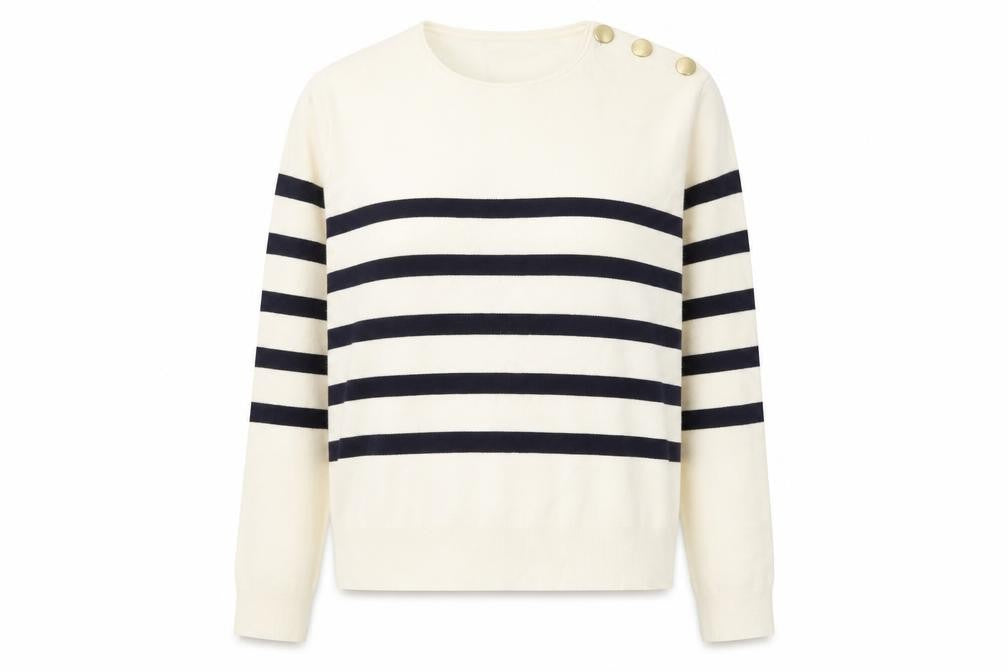 Mango Women's Ivory Striped Pullover Jumper M