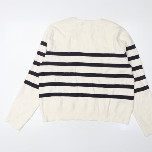 MNG Women's Ivory Striped Pullover Jumper M