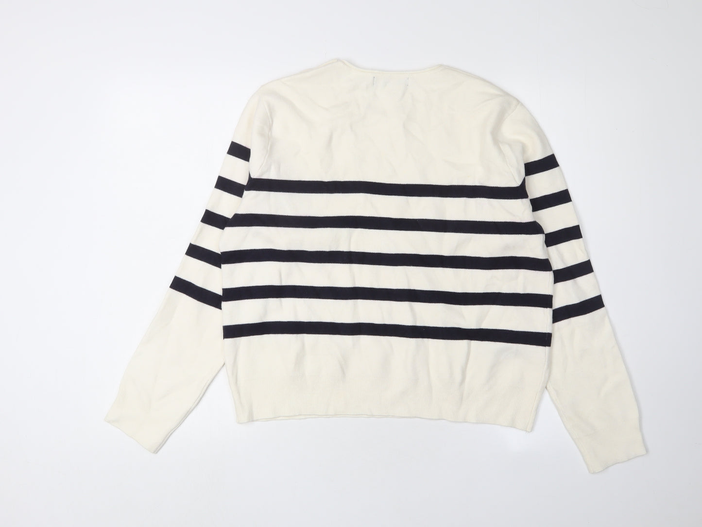 MNG Women's Ivory Striped Pullover Jumper M