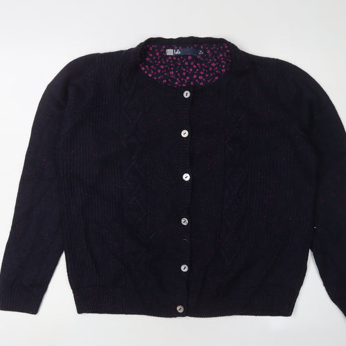 Isle Women's Black Cardigan M Cable-Knit
