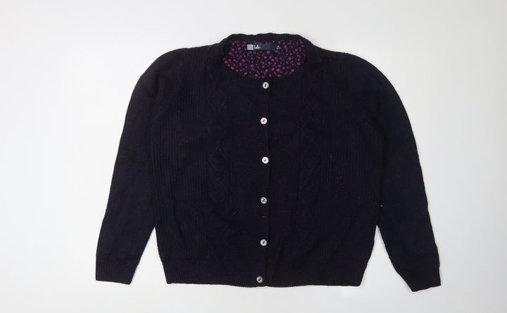 Isle Women's Black Cardigan M Cable-Knit