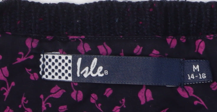 Isle Women's Black Cardigan M Cable-Knit