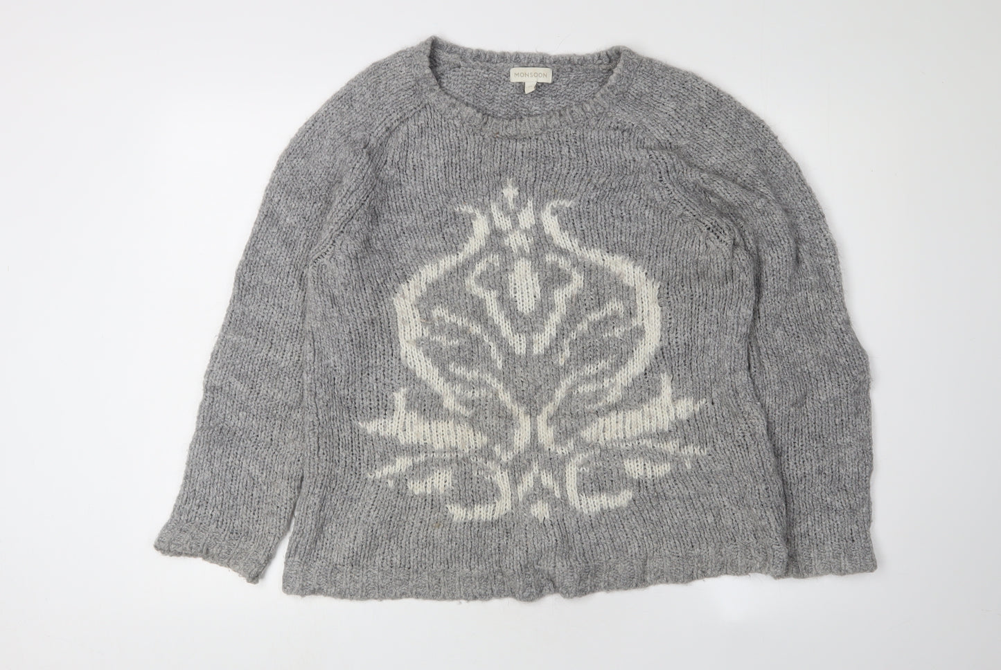Monsoon Women's Grey Pullover Jumper, L, Chunky Knit