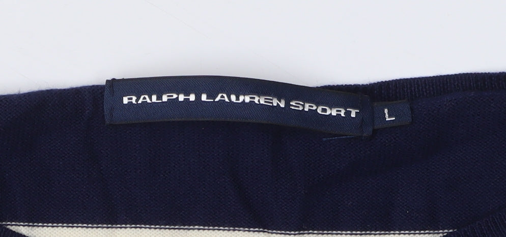 Ralph Lauren Sport Women’s Blue Striped Boat Neck Pullover