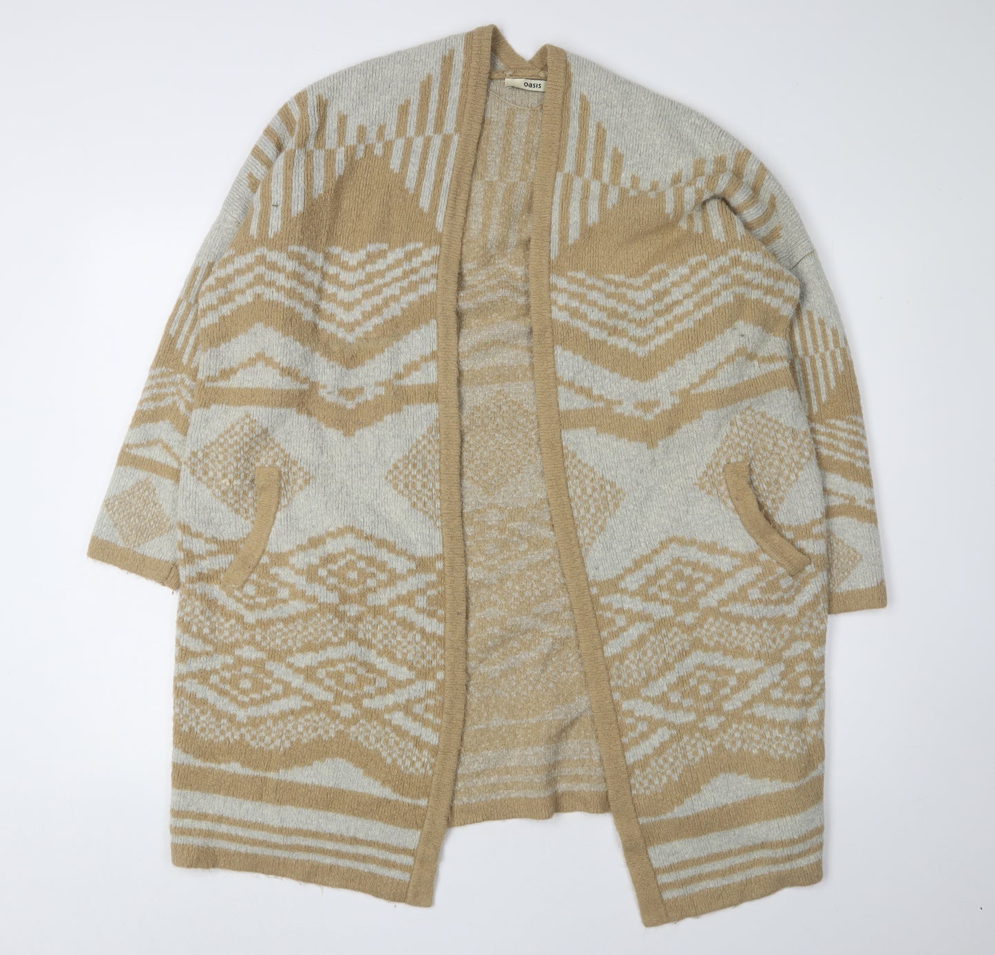 Oasis Women Beige Medium Geometric Cardigan
