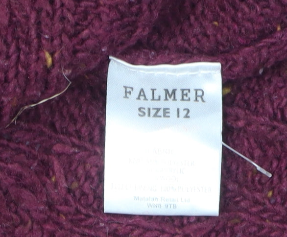 Falmer Women's Red Hooded Cable-Knit Cardigan Size 12