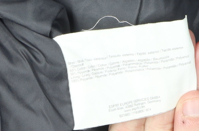 Esprit Women's Black Trench Coat Size 10, Belted, Button Closure