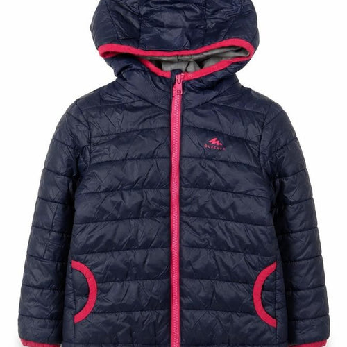 Decathlon Girls Blue Puffer Jacket 2-3 Years Hooded Lightweight