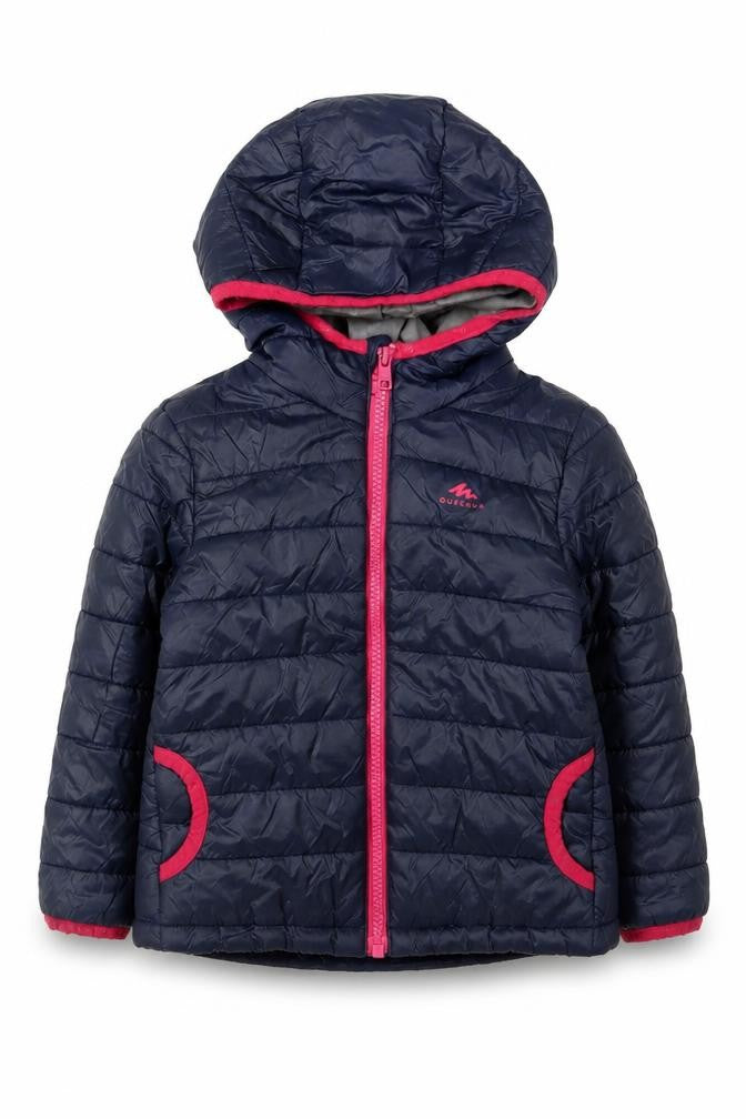 Decathlon Girls Blue Puffer Jacket 2-3 Years Hooded Lightweight